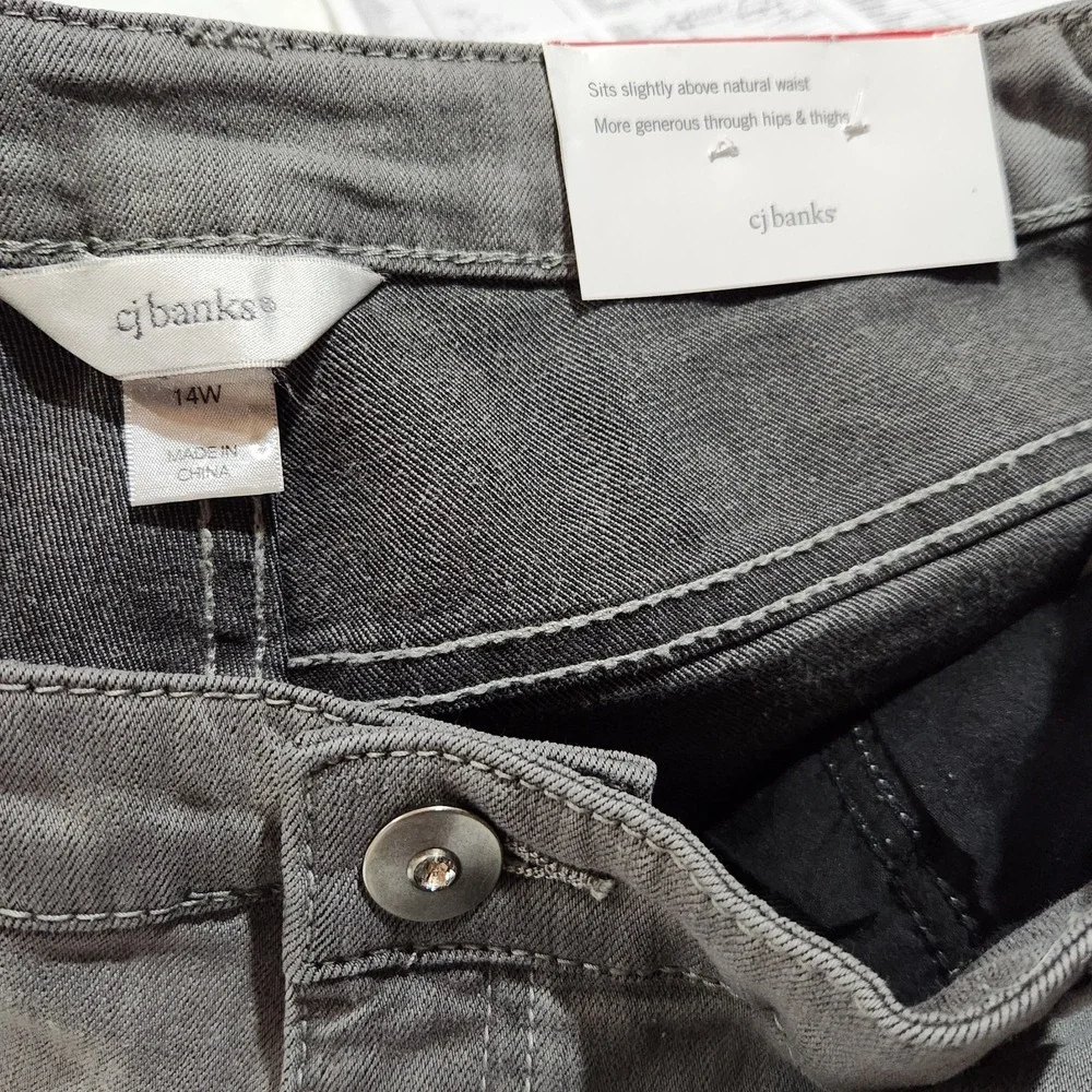 C J Banks Barely Boot Womens Gray Jeans Size 14W Embroidered NWT - Picture 6 of 7